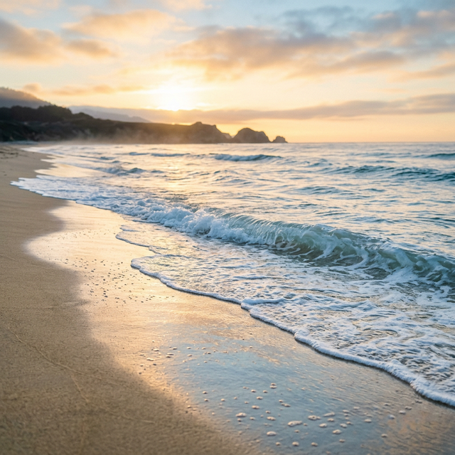 A bright, beautiful soothing wave and ocean beach representing mental wellness